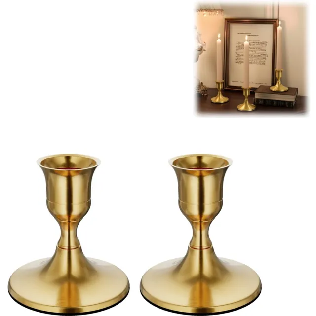 Sanorum 2 stuks - Kandelaars - Metalen kandelaars - Minimalistische stijl - Ideaal voor romantische tafels, bruiloftdecoraties, kaarsen - Goud