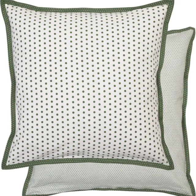 Clayre & Eef Katoenen - stoel - Kussenhoes - Stippen en stipjes in wit met groen - 40 X 40 CM