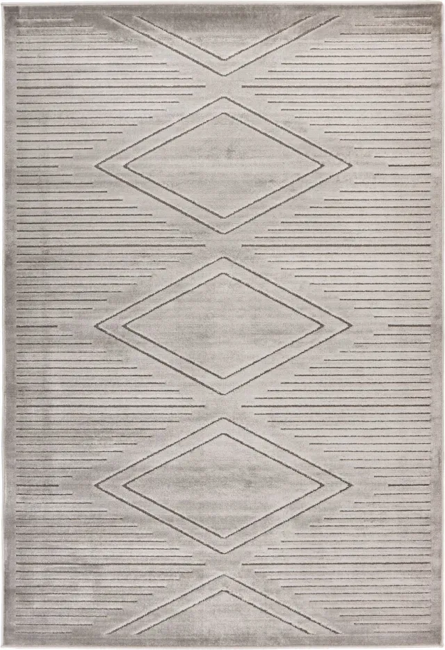 Padiro design laagpolig vloerkleed 160 x 230 cm - lichtgrijs - modern geometrisch patroon - voor vloerverwarming - van polypropyleen