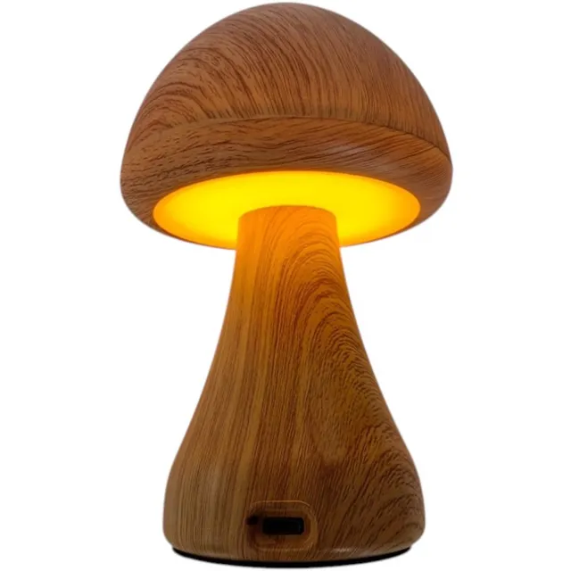 Dutchers LED Paddestoel Nachtlamp – Mushroom Nachtlampje - Draadloos - 3 Kleuren Dimbaar – USB Oplaadbaar – Aanraaksensor Tafellamp - Bureaulamp – Draagbare Bedlamp & Huisdecoratie Lichtbruin