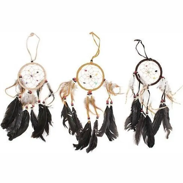 Ancient Wisdom 3 x Bali Dreamcatcher - Medium Rond - Crème/Koffie/Chocolade Crème / Koffie / Choc
