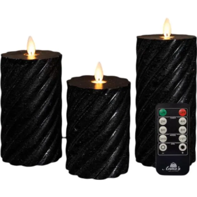 Anna's Collection Stompkaars swirl wax led bewegende vlam met afs... zwart
