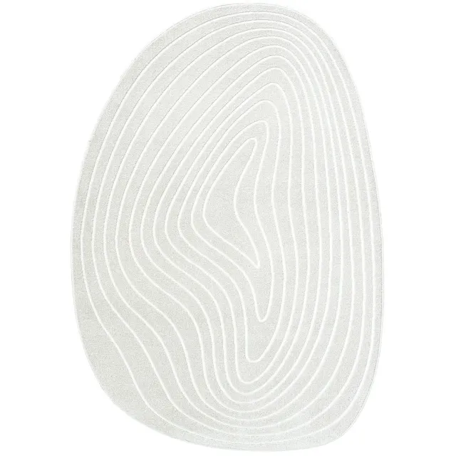 No Name Rugsman Livorno Pebble 6161 Vloerkleed - 240 x 340 cm - Wit - Organisch - Polyester, Polypropyleen - Eetkamer, Woonkamer - Effen - Scandinavisch, Modern