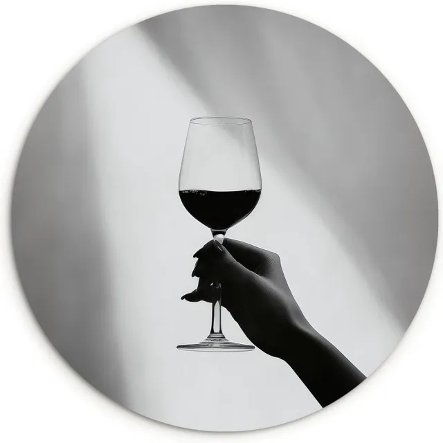 WallCircle Wandcirkel 30x30 cm - Muurcirkel Lichtinval - Wijn - Rood - Glas - Muurdecoratie woonkamer - Wanddecoratie keuken - Kamer decoratie accessoires - Ronde schilderijen