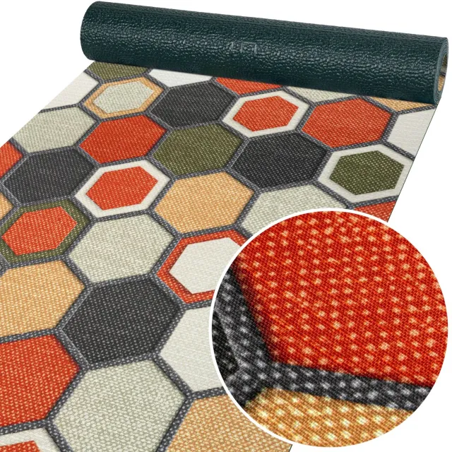 ANRO Keukenloper Elandra Honingraat Meerkleurig 52cm x 10m – Antislip Op Rol Gangloper Tapijtloper