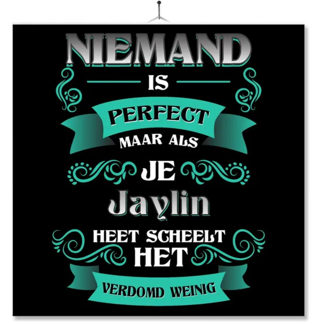 MC Living Tegel Met Opdruk | Kado | Cadeau | Niemand Is Perfect Maar Als Je Jaylin Heet Scheelt Het Verdomd Weinig Multi-Color