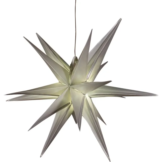 Anna's Collection Verlichte 3D kerstster - zilver - 60 cm - kunststof - op batterijen - timer