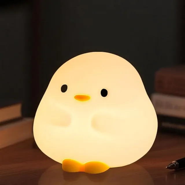 schattige Schattig eendjesnachtlampje, siliconen eendenlamp, zacht en schattig LED-lampje, oplaadbaar en dimbaar dierennachtlampje met timer van 30 minuten en aanraakbediening, Geschikt voor slaapkamers, woonkamers en als decoratief cadeau. wit