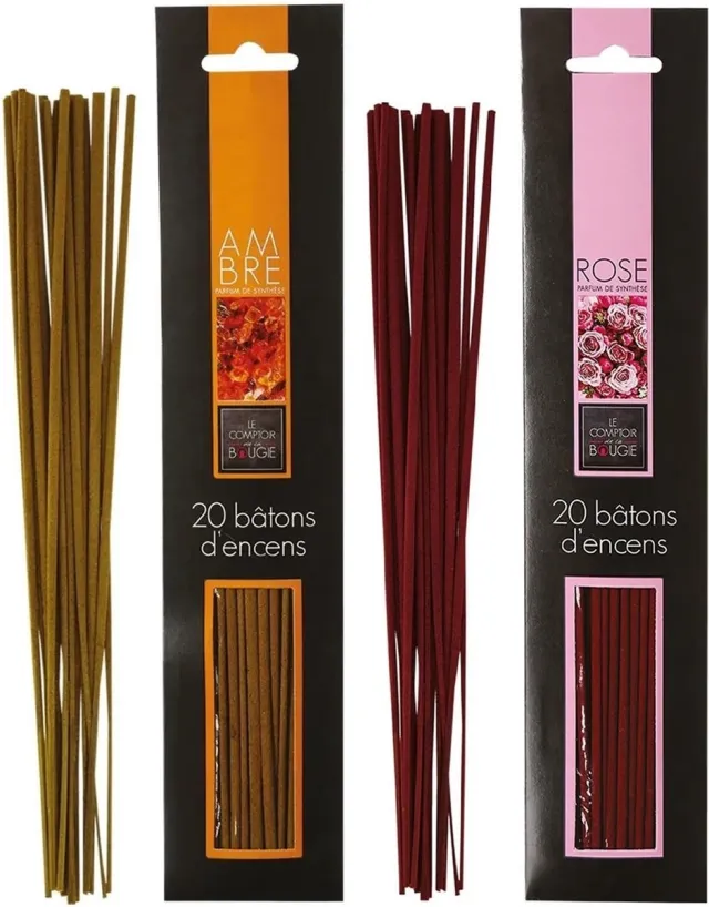 Atmosphera Wierook stokjes - set van 2 geuren - Amber en Rozen - 25 cm - Ontspanning Lichtroze