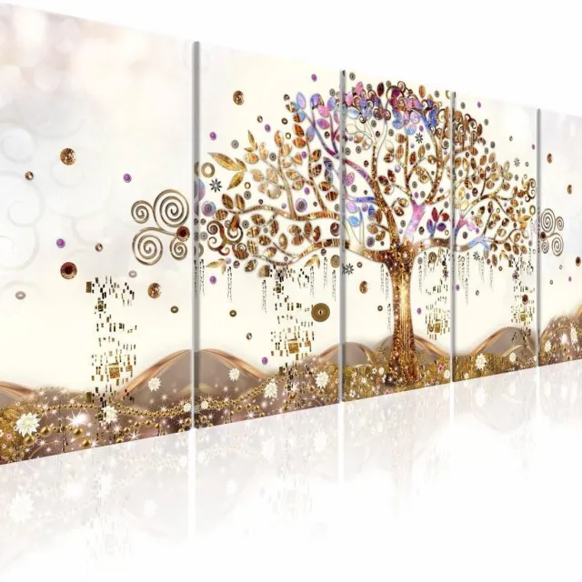 karo-art Schilderij - Betoverende Boom , 5 luik Multikleur