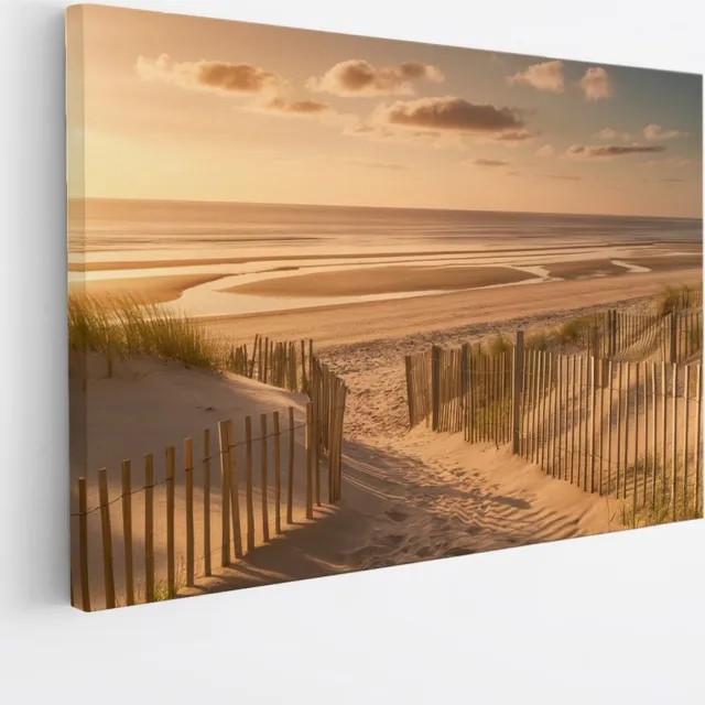 Saammp Canvas Schilderij - Pad naar het Strand - Zee - 50x40 - Foto op canvas - Wanddecoratie - muurdecoratie Woonkamer - Slaapkamer decoratie - Canvas Print Multicolor