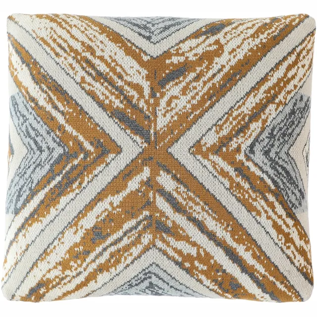 Urbane Hide Gemêleerd Gebreide Kussenhoes - 45x45 cm - 100% Katoen - Sierkussenhoes Olijfgroen-Grijs - Modern Woonaccessoire (Zonder Binnenkussen)