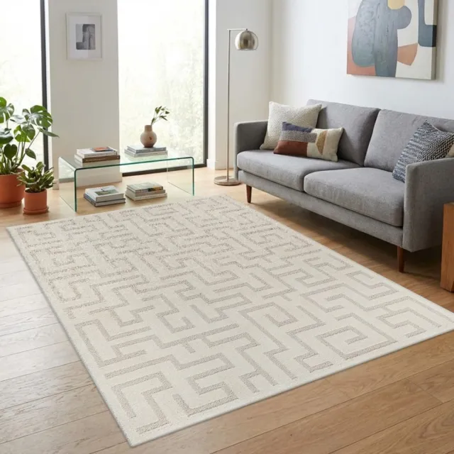 TapisTrend Designer tapijt Crème 140x200 cm Modern vloerkleed met een reliëfpatroon van geometrische vormen, geschikt voor de woonkamer, slaapkamer en eetkamer Beige