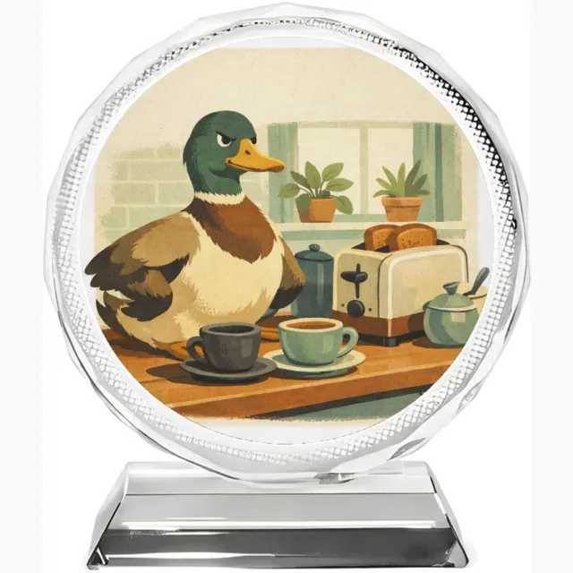 Mr Cadeautjes Fotokristal rond Ø 10 - design Een absurde huiselijke scène waarin een alledaags object zic | cadeau Wit