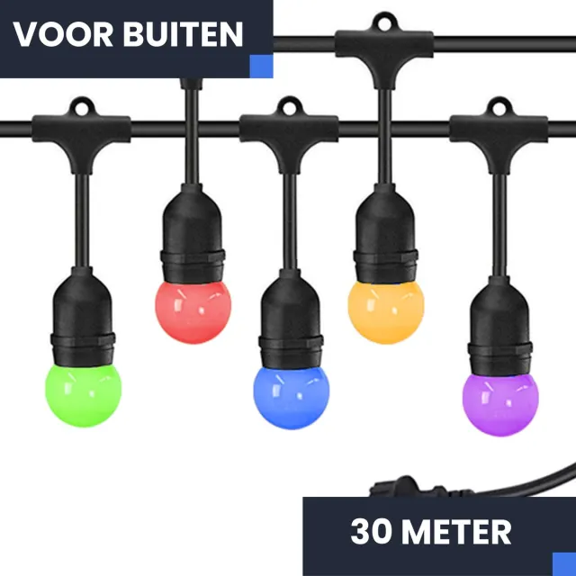 Fonkel 30m Arena Eco Prikkabel – Gekleurd – Mix 6 kleuren Lampjesslinger - Lichtsnoer - Sfeerverlichting Buiten en Binnen - Feestverlichting