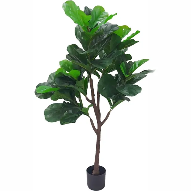 Kunstpalm Kunst Ficus Lyrata | 125cm - Namaak Ficus Lyrata - Kunstplanten voor binnen - Kunstplant ficus lyrata Donkergroen