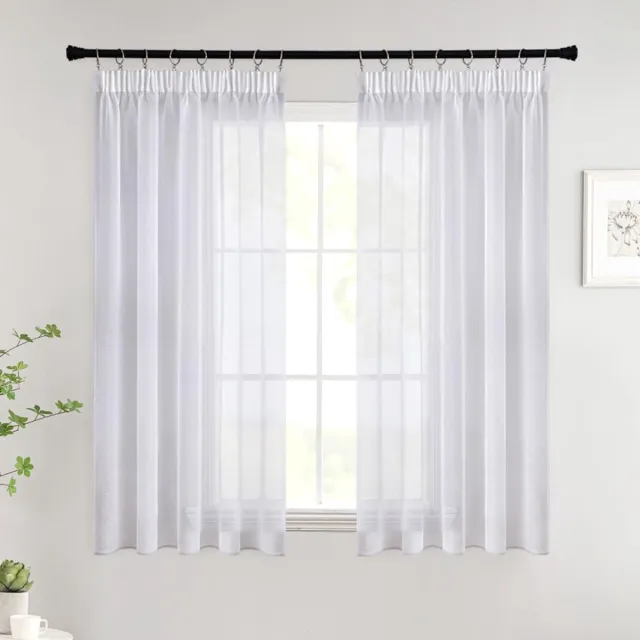 Unyqoos ® Moderne Transparante Raamgordijnen met Plooiband voor Slaapkamer en Woonkamer, Set van 2 Stuks wit