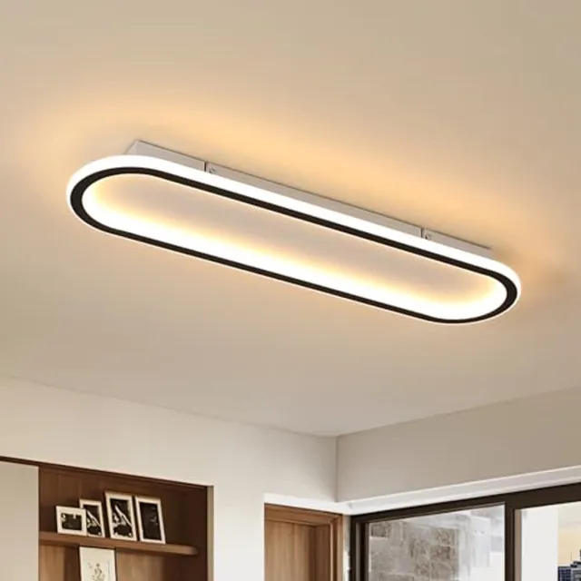 Riserva LED Plafondlamp Zwart/Wit - 46W - 3000K Warm Wit - Moderne Ovale Plafondlamp voor Woonkamer, Slaapkamer en Keuken