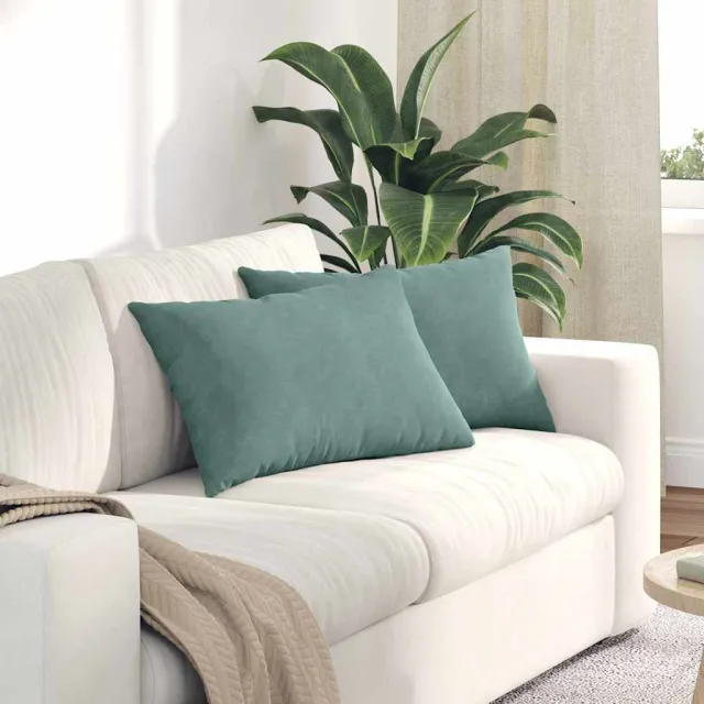 vidaXL Sofa Kussens 2 st fluweel Zeegroen 60 x 40 cm