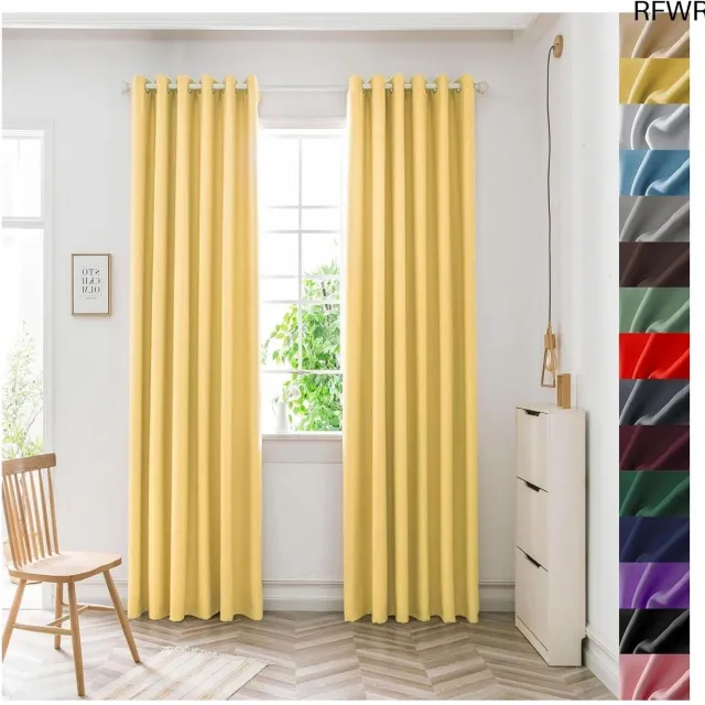RFWR Isolerende Verduisteringsgordijnen 140 x 80 cm voor Slaapkamer en Woonkamer - Geluiddicht & Energiezuinig - Kant-en-Klaar - Geel