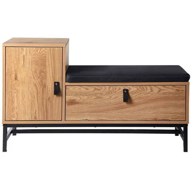 Casame CALICOSY - Schoenenbank met 2 opbergvakken L100 cm - JILL Houtlook