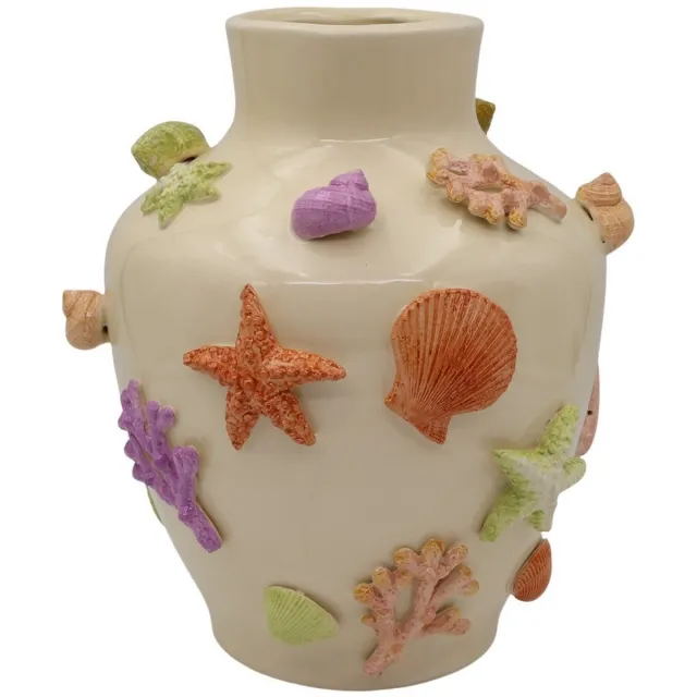 B Living Vaas Shelly Creme Medium - kleurrijke vaas met schelpen beige
