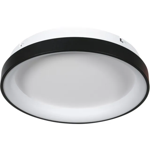 Mexlite Zwarte Plafonnieres Lumex 4207ZW – Modern Design van Kunststof en Metaal met Dimbare LED, 38 cm Diameter en 7 cm Hoogte, Perfect voor Binnengebruik, Merk: Mexlite