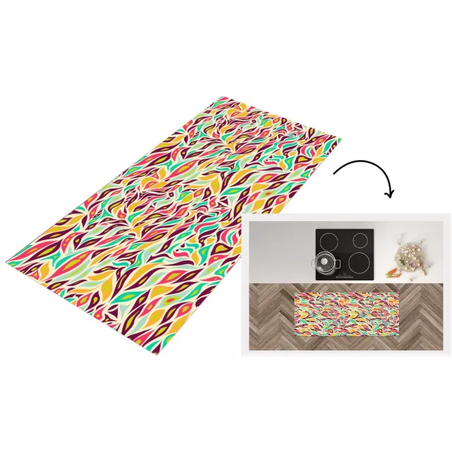 KitchenYeah Keukenloper - Keukenmat vinyl Bladeren - Lijn - Patronen - Keukenmatten loper - Keuken vloerkleed tapijt