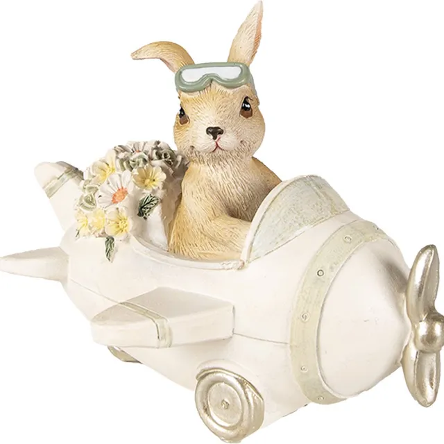 Clayre & Eef Beeld Konijn 15x11x12 cm Beige Bruin Polyresin