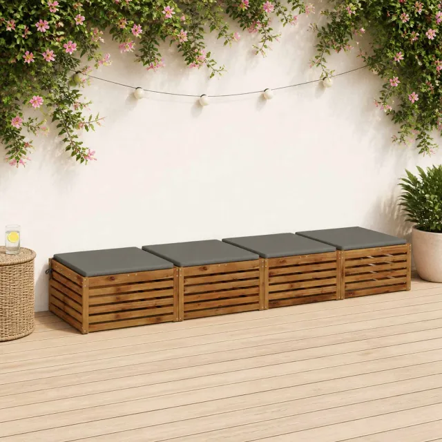 vidaXL Zitkussens SOEST 4 st 100% Polyester Grijs 60 x 60 x 3 cm