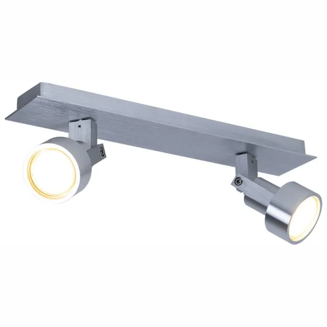 Globo Plafondlamp zwenkbare plafondlamp 2 spots chroom, 2x LED 3,2W 240Lm warm wit, LxBxH 34x7x14 cm zilver