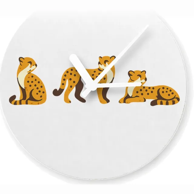 Mr Cadeautjes Glazen klok Ø 20 - design Een rustige reeks kleine dieren in verschillende poses met v | cadeau Wit