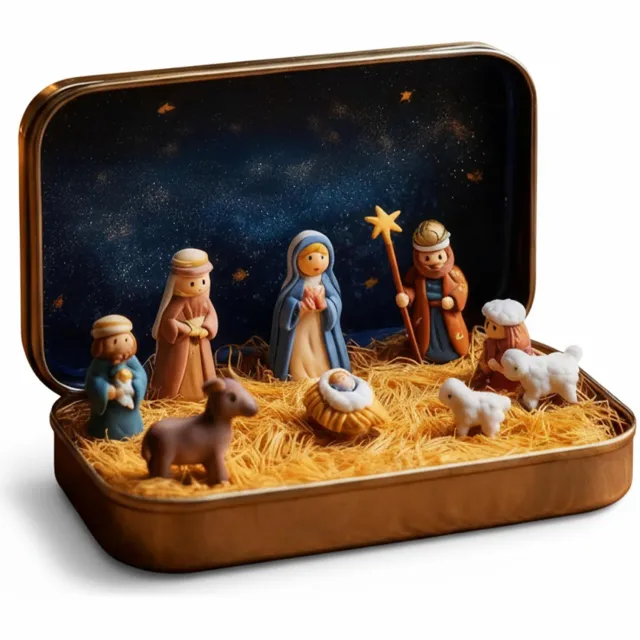 Famanu Religieuze kerststal voor binnen met figuren, traditionele kerstdecoratieset voor het vieren van de kerstperiode, ideaal voor het decoreren van je huis