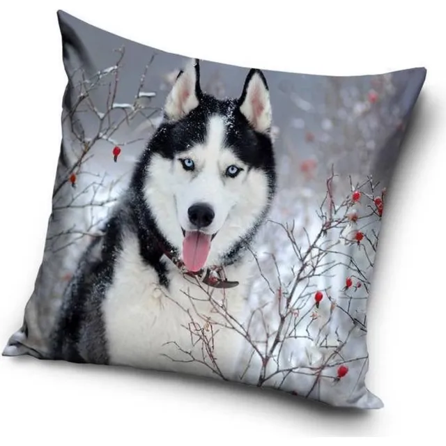 DOG Husky in de sneeuw - Sierkussen Kussen 40 x 40 cm inclusief vulling