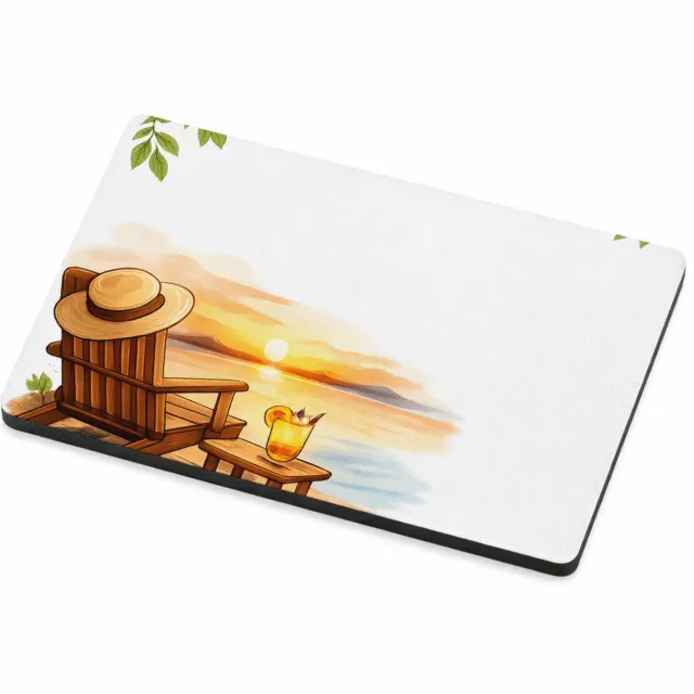 Mr Cadeautjes MDF magnetische fotolijst 7,5 x 5 - design Een vrolijke vrije-tijdsscène in een ligstoel op het strand | cadeau Wit