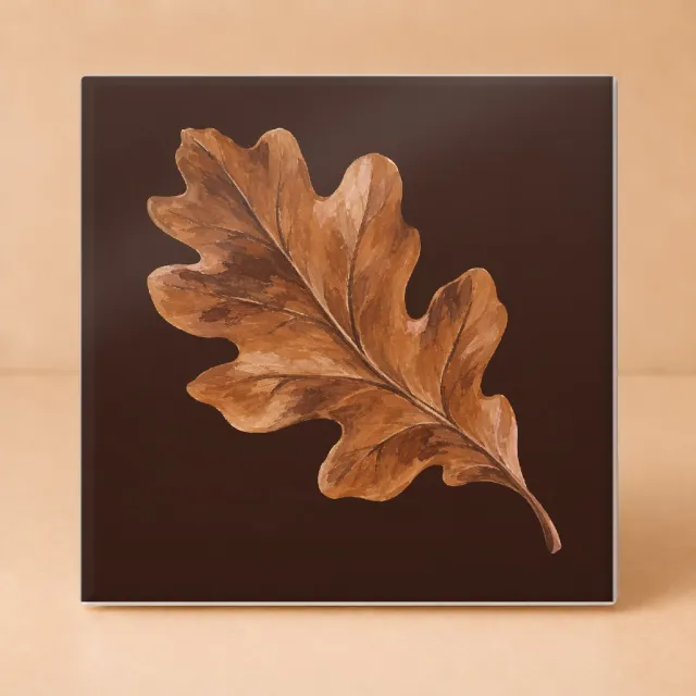 Bedruk King Sfeervolle Herfst Eikenblad Tegel – Decoratieve Keramieken Tegel voor Natuurliefhebbers en Herfstfans - 15 x 15 cm Wit