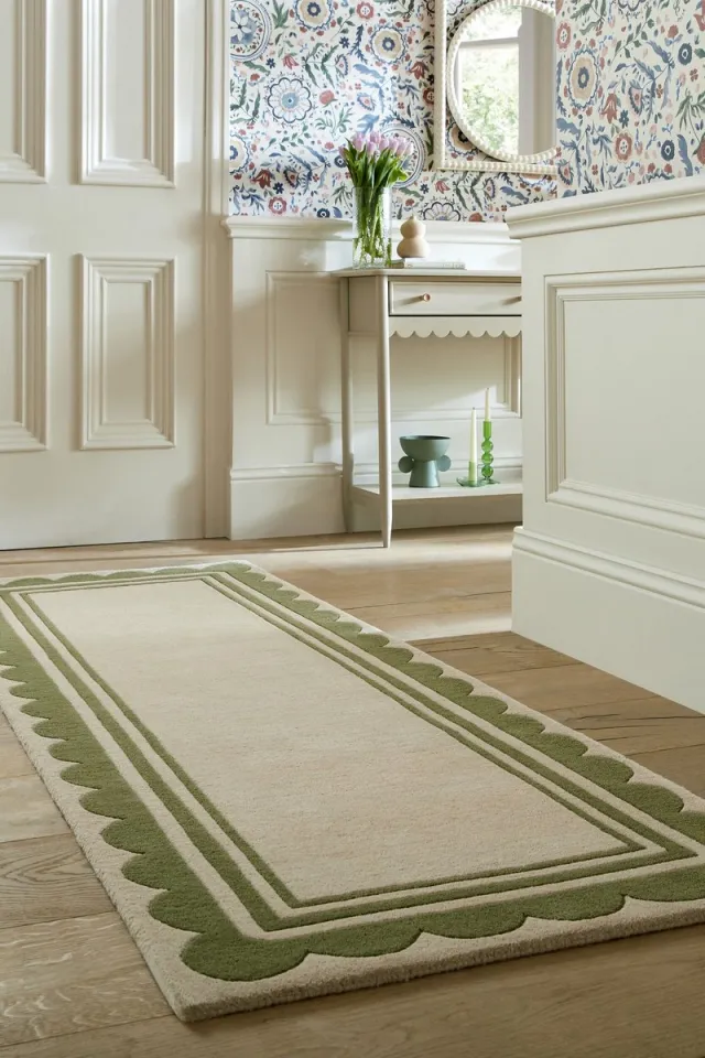 flycarpets Loper - Laagpolig vloerkleed Lois - 100% Wol - Groen