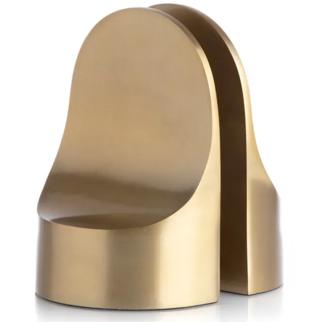 XLBoom Emoji Boekensteun Goud - Design boekenstandaard - Boekenhouder - Set van 2 - 13x 18,5cm - Belgisch design ontworpen door Alain Gilles messing