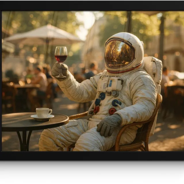 FrameYourWall Poster in lijst - Fotolijst 40x30 cm - Posters - Wijn - Rood - Terras - Koffie - Posterlijst zwart - Decoratie - Wanddecoratie woonkamer - Muurdecoratie slaapkamer