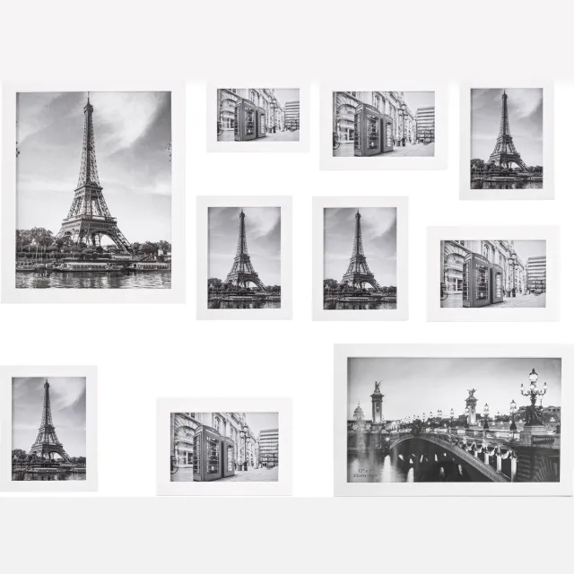 springos Fotolijsten - Set van 10 - Fotolijst - Fotocollage - Collage - Wit Zwart