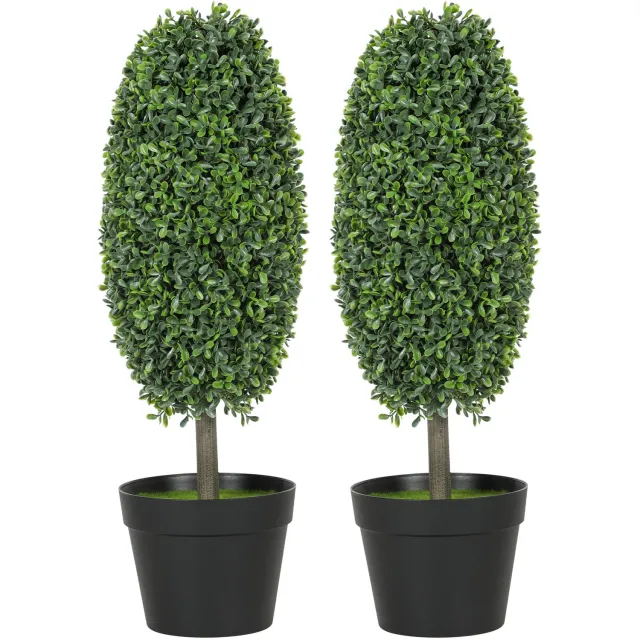 Homona Kunstplant - Set van 2 - UV-bestendig - Met 322 bladeren - Hoogte 60 cm - Groen