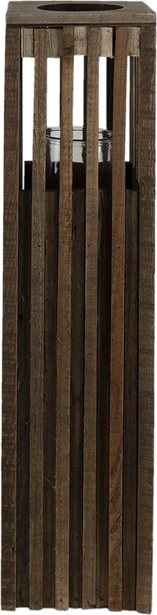 Clayre & Eef Windlicht 14x14x54 cm Bruin Hout