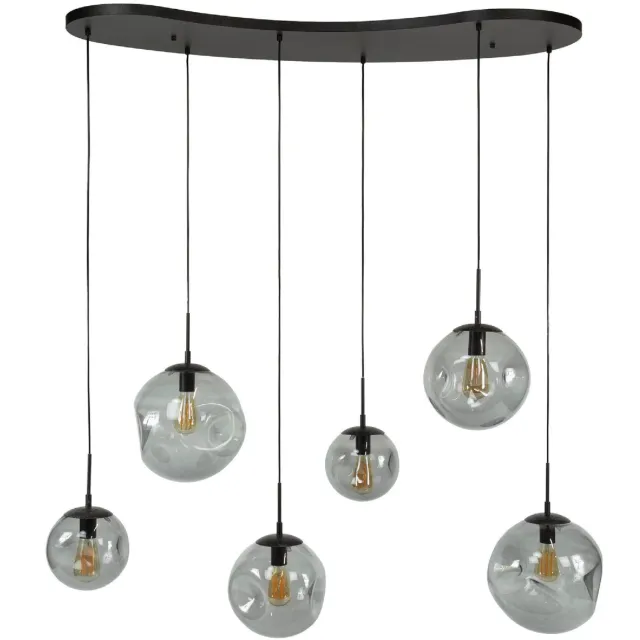 Nest of Nora Hanglamp Rina - 6-lichts eetkamerlamp - Zwart