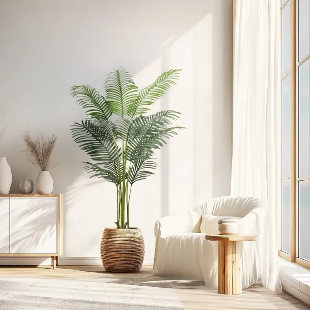 Unyqoos Levensechte kunstpalm van 160 cm voor stijlvol interieur en exterieur Groen