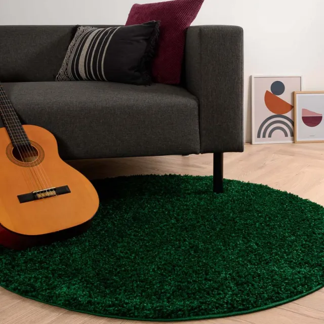 Tapeso Rond hoogpolig vloerkleed - Shaggy Trend jade 160