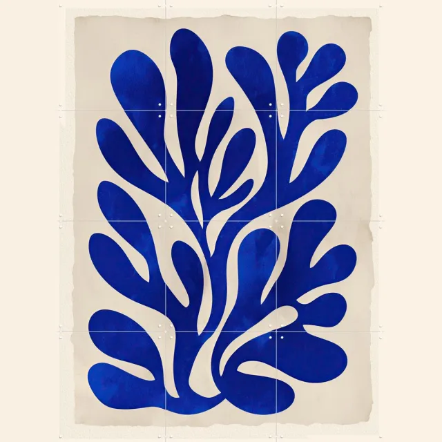 IXXI Sea Flora, Branka Kodžoman - 60 x 80 cm - Grote wanddecoratie en posters - Modern, Abstract, Gang, Trap, Studeerkamer, Strandhuis, Botanisch Blauw