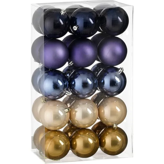 Mica Decorations Kerstballen onbreekbaar - 30 stuks (ø8cm) Paars, bruin, creme, blauw