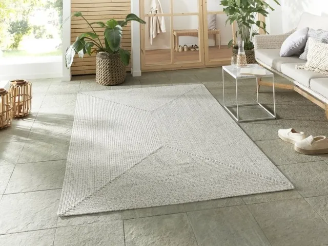 flycarpets Binnen & Buitenkleed vloerkleed - Trenzado - Licht Gemeleerd Grijs