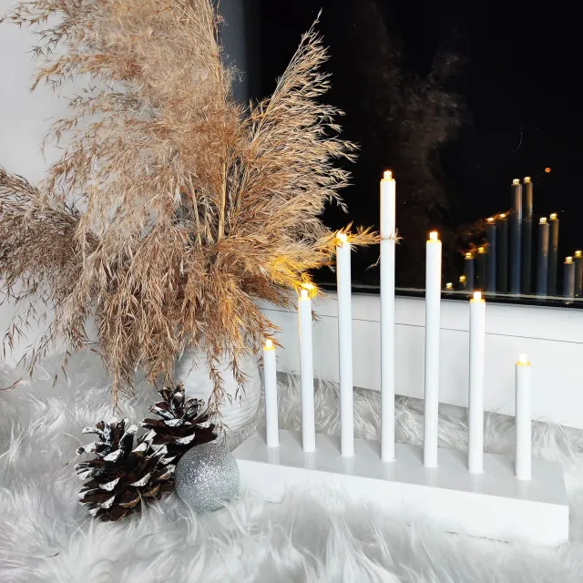 springos LED Kaarsenbrug | Kandelaar | Woonaccessoires | Op Batterijen | Wit | Warm Wit