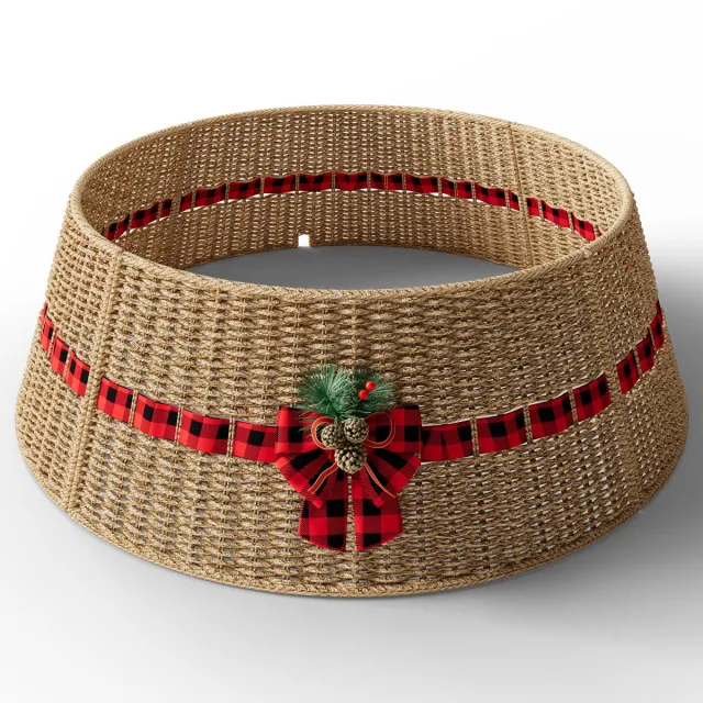 Arvioo Kerstboomrok - watergras - 4‑delig - natuurkleur - met bloemdecoratie 60x50x26cm natuurkleur watergras-01